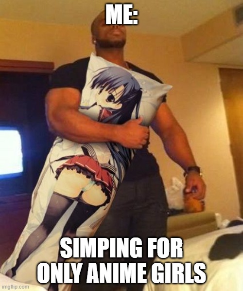 Hentai | ME:; SIMPING FOR ONLY ANIME GIRLS | image tagged in hentai | made w/ Imgflip meme maker