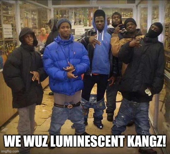 Gangster pants  | WE WUZ LUMINESCENT KANGZ! | image tagged in gangster pants | made w/ Imgflip meme maker