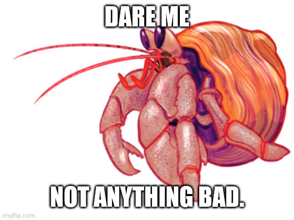 Dare me within reason. |  DARE ME; NOT ANYTHING BAD. | image tagged in dare,dare me,e,crab | made w/ Imgflip meme maker