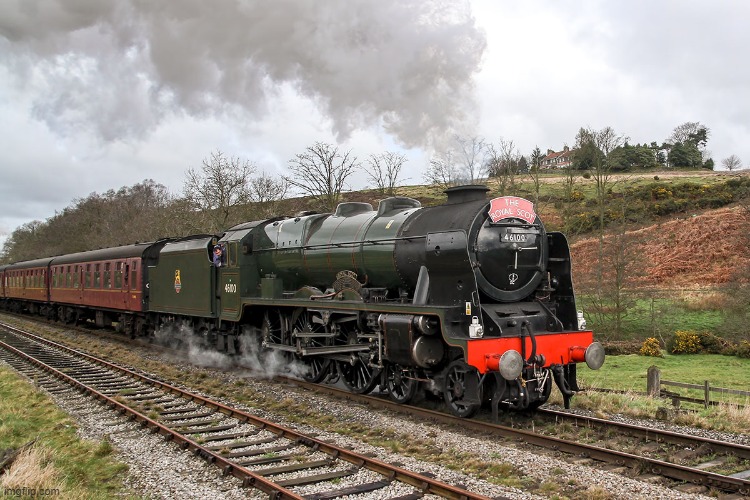 Here is the LMS 6100 Royal Scot | image tagged in trains,british,locomotive,steam,train | made w/ Imgflip meme maker