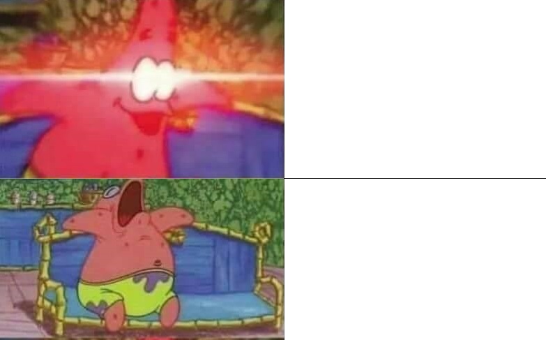 High Quality Patrick Awake vs. Patrick Sleeping Blank Meme Template