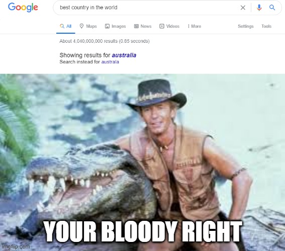 YOUR BLOODY RIGHT | image tagged in australia | made w/ Imgflip meme maker