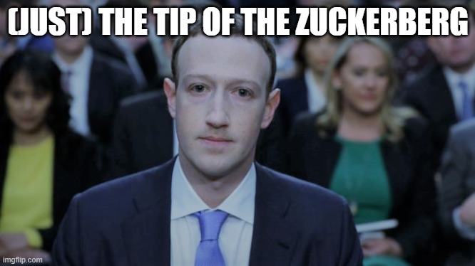 (JUST) THE TIP OF THE ZUCKERBERG | (JUST) THE TIP OF THE ZUCKERBERG | image tagged in mark zuckerberg testifies | made w/ Imgflip meme maker