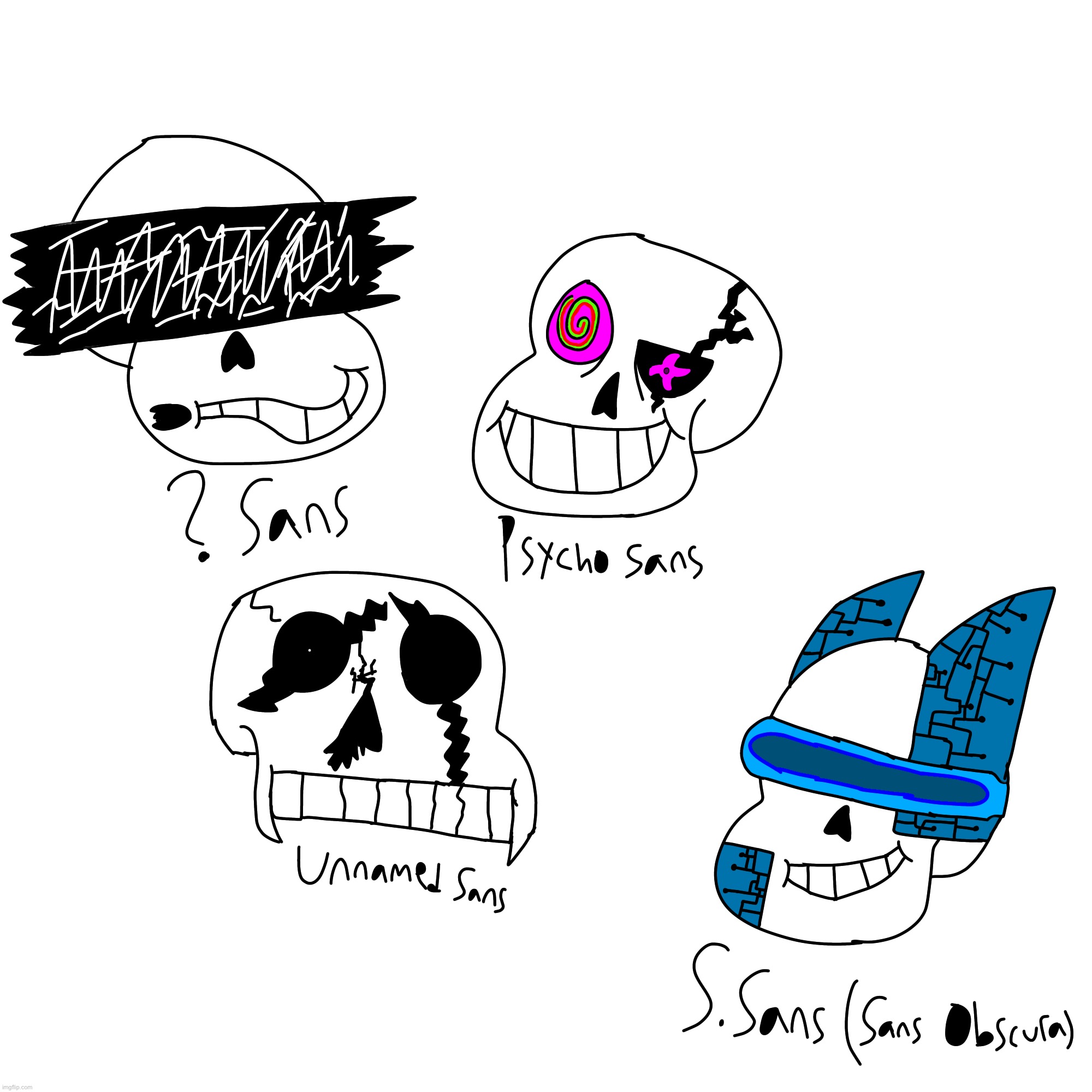 I draw 4 random Sans head... which the coolest? (Your opinion) | image tagged in memes,funny,sans,undertale,drawings,head | made w/ Imgflip meme maker