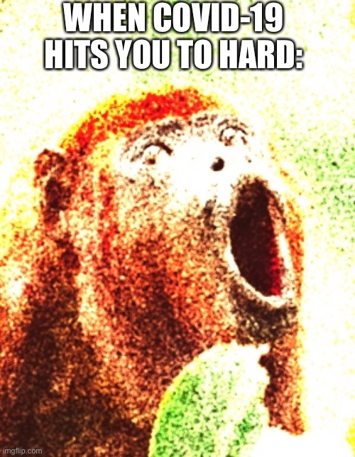 COVID-19 | WHEN COVID-19 HITS YOU TO HARD: | image tagged in surprised monkey | made w/ Imgflip meme maker