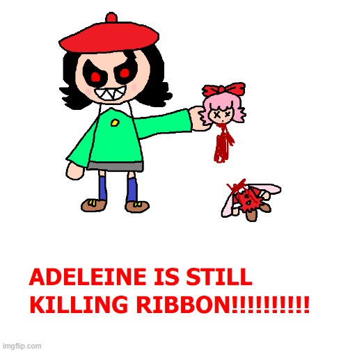 Adeleine is still killing Ribbon | image tagged in kirby,gore,blood,cute,funny,edgy | made w/ Imgflip meme maker