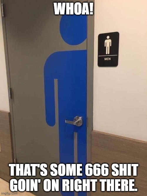 Get A Handle On It | WHOA! THAT'S SOME 666 SHIT GOIN' ON RIGHT THERE. | image tagged in bathroom humor | made w/ Imgflip meme maker