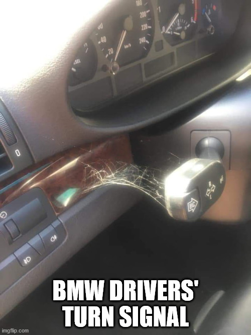 BMW drivers | BMW DRIVERS' TURN SIGNAL | image tagged in bmw drivers | made w/ Imgflip meme maker