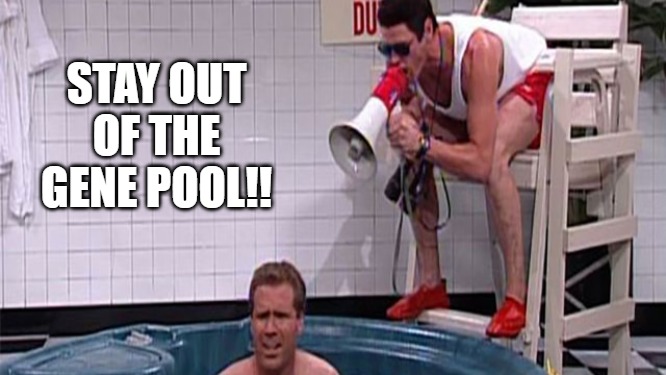 gene pool | STAY OUT OF THE GENE POOL!! | image tagged in gene pool,funny memes | made w/ Imgflip meme maker