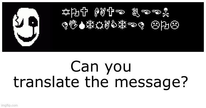 Can you translate the Wingdings? | Can you translate the message? | image tagged in meme,gaster,undertale | made w/ Imgflip meme maker