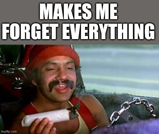 cheech and chong blunt | MAKES ME FORGET EVERYTHING | image tagged in cheech and chong blunt | made w/ Imgflip meme maker