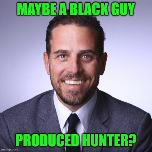 Hunter Biden | MAYBE A BLACK GUY PRODUCED HUNTER? | image tagged in hunter biden | made w/ Imgflip meme maker
