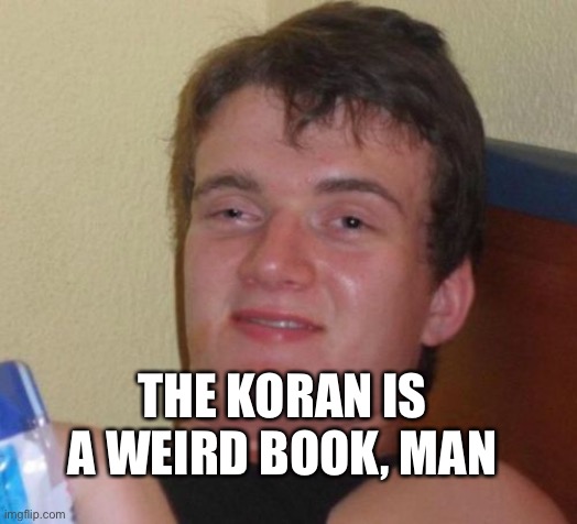 Koranic Reading | THE KORAN IS A WEIRD BOOK, MAN | image tagged in memes,10 guy | made w/ Imgflip meme maker