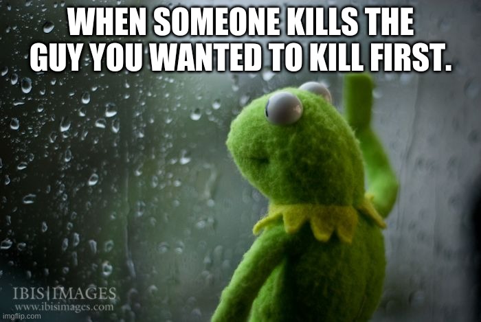 SMG4 memes in a Kermit Nutshell! Meme 5: Saiko. | WHEN SOMEONE KILLS THE GUY YOU WANTED TO KILL FIRST. | image tagged in kermit window | made w/ Imgflip meme maker