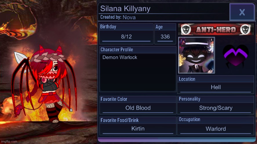 Silana Killyany, Youngest Demon Warlord in history. | image tagged in gacha,club,demon | made w/ Imgflip meme maker