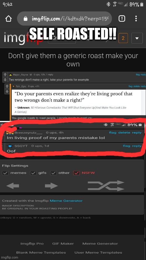 SELF ROASTED!! | image tagged in lol,self roasted | made w/ Imgflip meme maker