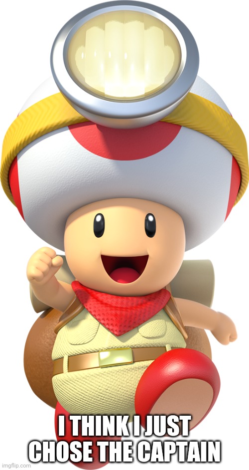 Captain toad | I THINK I JUST CHOSE THE CAPTAIN | image tagged in captain toad | made w/ Imgflip meme maker
