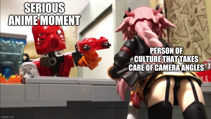 yeah, it happens | SERIOUS ANIME MOMENT; PERSON OF CULTURE THAT TAKES CARE OF CAMERA ANGLES | image tagged in astolfo,anime,meme | made w/ Imgflip meme maker