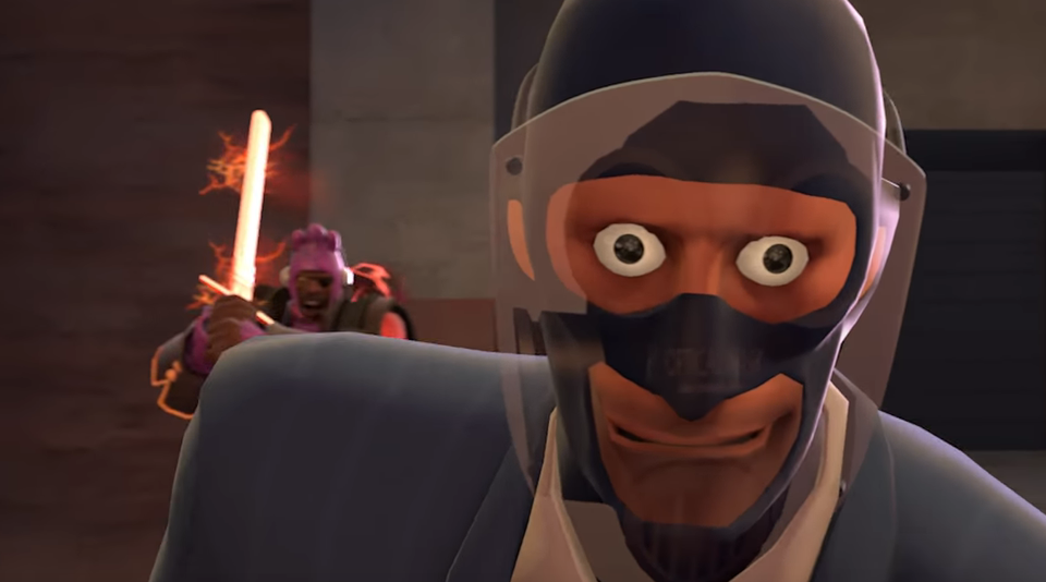 High Quality Demoknight Rushing Up to a Disguised Spy Blank Meme Template