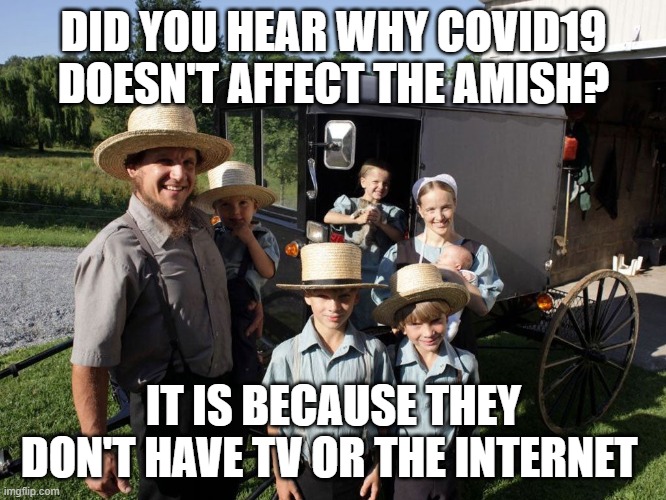 the media is the biggest virus on earth |  DID YOU HEAR WHY COVID19 DOESN'T AFFECT THE AMISH? IT IS BECAUSE THEY DON'T HAVE TV OR THE INTERNET | image tagged in coronavirus,2020 sucks,maga,funny memes,memes | made w/ Imgflip meme maker