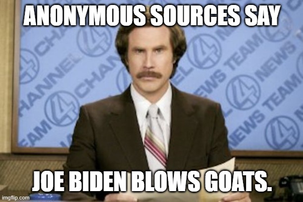 Ron Burgundy Meme | ANONYMOUS SOURCES SAY JOE BIDEN BLOWS GOATS. | image tagged in memes,ron burgundy | made w/ Imgflip meme maker