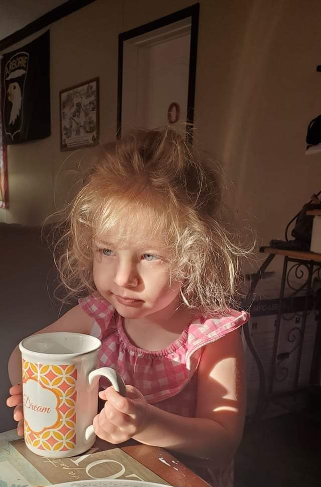 Tired toddle with coffee cup Blank Meme Template