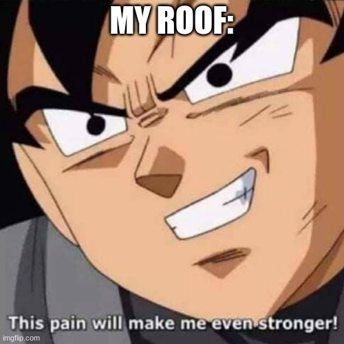 This pain will make me even stronger | MY ROOF: | image tagged in this pain will make me even stronger | made w/ Imgflip meme maker