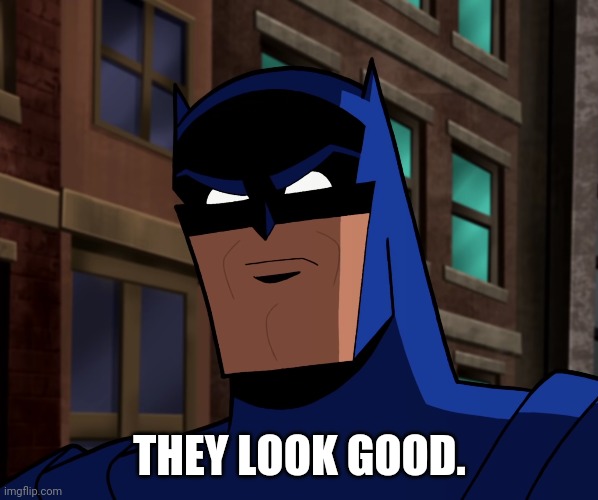 Batman (The Brave and the Bold) | THEY LOOK GOOD. | image tagged in batman the brave and the bold | made w/ Imgflip meme maker