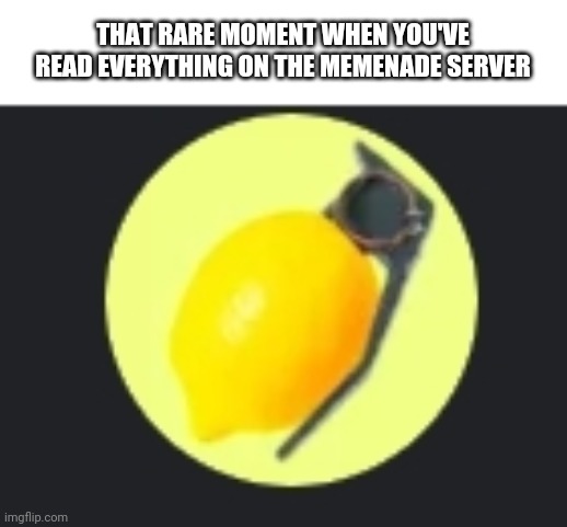 THAT RARE MOMENT WHEN YOU'VE READ EVERYTHING ON THE MEMENADE SERVER | made w/ Imgflip meme maker