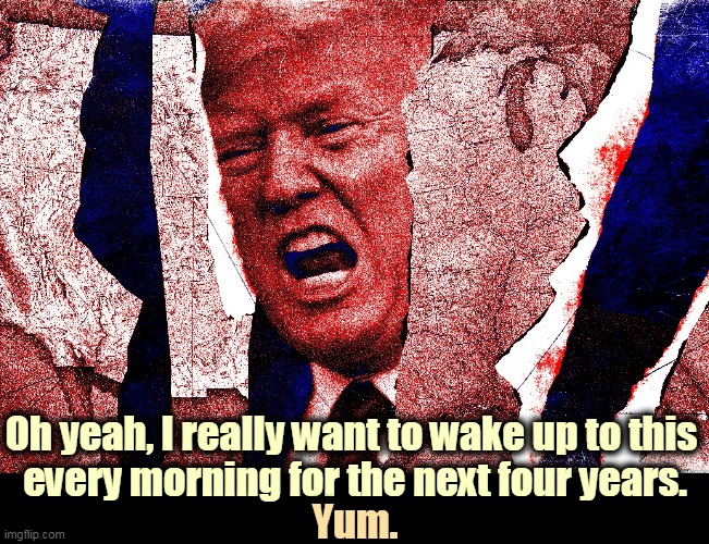 Four More Minutes! Four More Minutes! | Oh yeah, I really want to wake up to this 
every morning for the next four years. Yum. | image tagged in trump yells screams at the united states,trump,yelling,screaming,idiocy,murderer | made w/ Imgflip meme maker