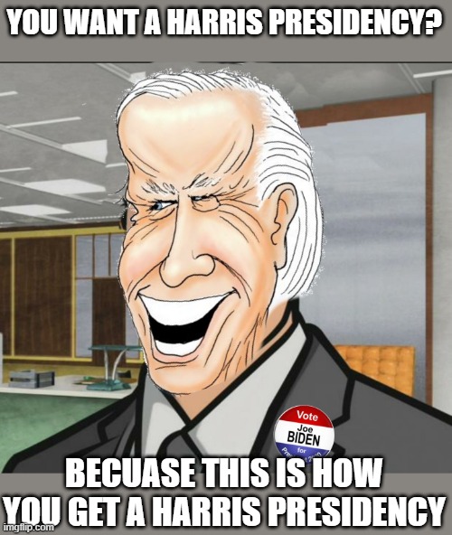 Vote!  Get Out and VOTE!!! | YOU WANT A HARRIS PRESIDENCY? BECUASE THIS IS HOW YOU GET A HARRIS PRESIDENCY | image tagged in joe biden,kamala harris,do you want ants archer | made w/ Imgflip meme maker