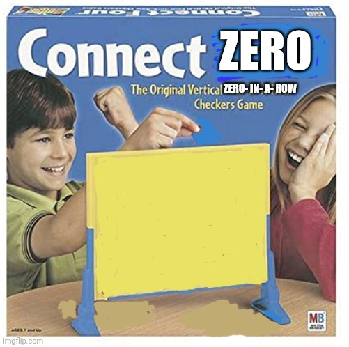 Worst game ever | ZERO; ZERO- IN- A- ROW | image tagged in blank connect four,games | made w/ Imgflip meme maker