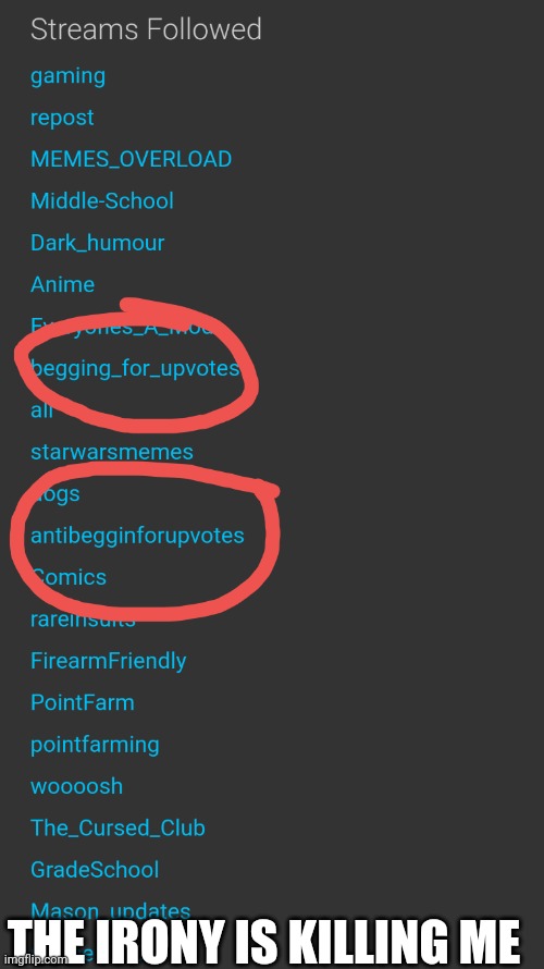 I found this on someone's profile | THE IRONY IS KILLING ME | image tagged in irony,irony meter,upvotes,upvote begging,begging for upvotes,memes | made w/ Imgflip meme maker