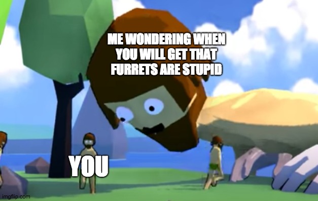 ME WONDERING WHEN YOU WILL GET THAT FURRETS ARE STUPID YOU | image tagged in lok at aol these tiny cavmon | made w/ Imgflip meme maker