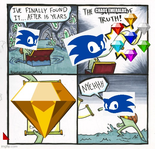 Sonic Found One Emerald | CHAOS EMERALDS | image tagged in memes,the scroll of truth | made w/ Imgflip meme maker