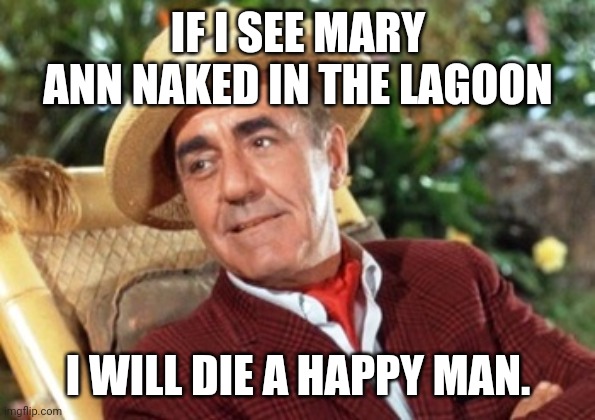 Mr Howell Gilligans island |  IF I SEE MARY ANN NAKED IN THE LAGOON; I WILL DIE A HAPPY MAN. | image tagged in mr howell gilligans island | made w/ Imgflip meme maker