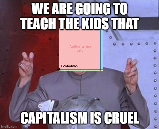 We teach the kids that | WE ARE GOING TO TEACH THE KIDS THAT; CAPITALISM IS CRUEL | image tagged in memes,dr evil laser,capitalism,leftists | made w/ Imgflip meme maker