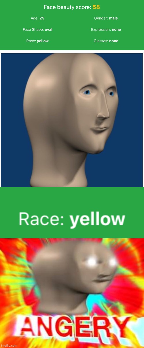I don’t think “yellow” is a race, AI | image tagged in surreal angery | made w/ Imgflip meme maker