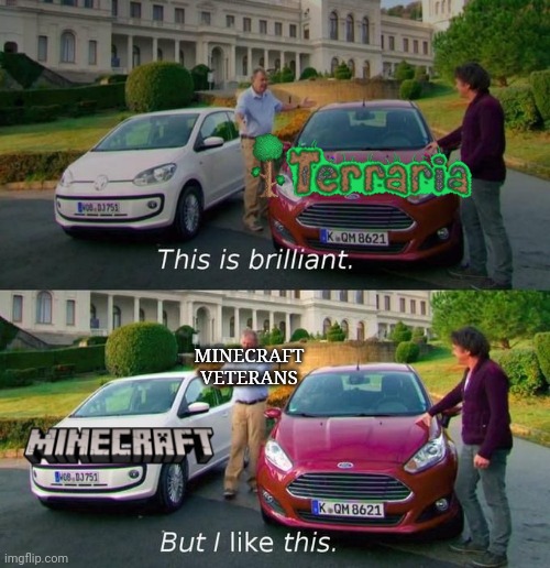Minecraft or Terraria or both? | MINECRAFT VETERANS | image tagged in this is brilliant but i like this | made w/ Imgflip meme maker