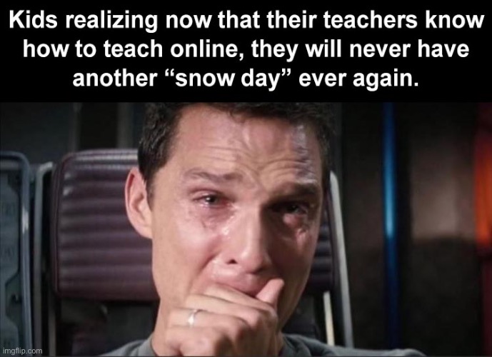 Never again. Sad but true. | image tagged in memes,school,kids,teaching,zoom,snow day | made w/ Imgflip meme maker