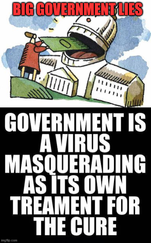Government is the problem and we the people are the cure. | BIG GOVERNMENT LIES | image tagged in big government,political meme | made w/ Imgflip meme maker