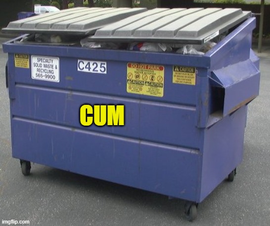 Dumpster | CUM | image tagged in dumpster | made w/ Imgflip meme maker