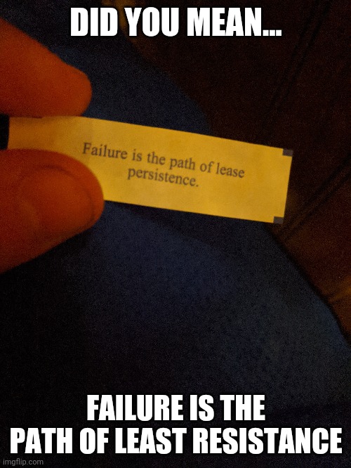 Lost in translation | DID YOU MEAN... FAILURE IS THE PATH OF LEAST RESISTANCE | image tagged in funny,lost in translation | made w/ Imgflip meme maker