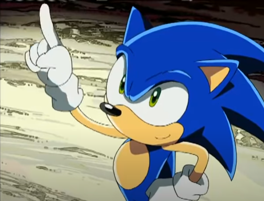 Sonic points to the Egg Moon Blank Meme Template