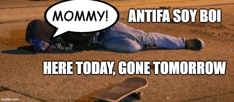 ANTIFA SOY BOI HERE TODAY, GONE TOMORROW MOMMY! | made w/ Imgflip meme maker