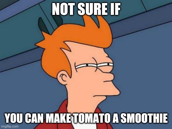 After All, People Say That Tomatoes Count As Fruit | NOT SURE IF; YOU CAN MAKE TOMATO A SMOOTHIE | image tagged in memes,futurama fry | made w/ Imgflip meme maker