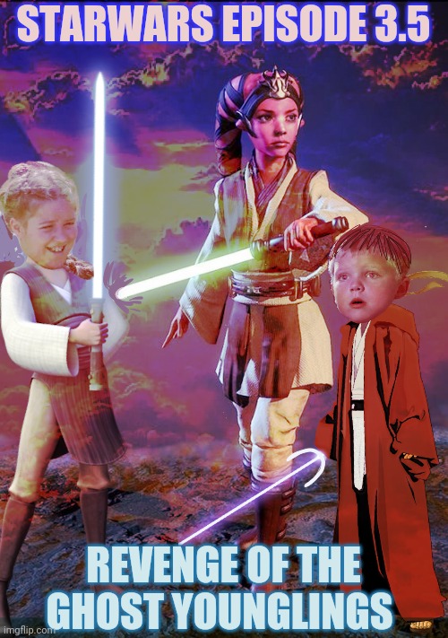 The younglings are back! | STARWARS EPISODE 3.5 REVENGE OF THE GHOST YOUNGLINGS | image tagged in star wars,anakin kills younglings,ghosts | made w/ Imgflip meme maker