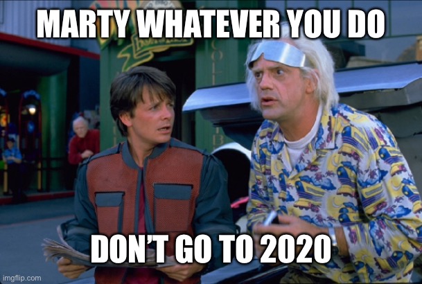 Imagine if Marty did | MARTY WHATEVER YOU DO; DON’T GO TO 2020 | image tagged in back to the future | made w/ Imgflip meme maker