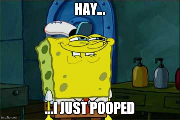 Don't You Squidward | HAY... ...I JUST POOPED | image tagged in memes,don't you squidward | made w/ Imgflip meme maker