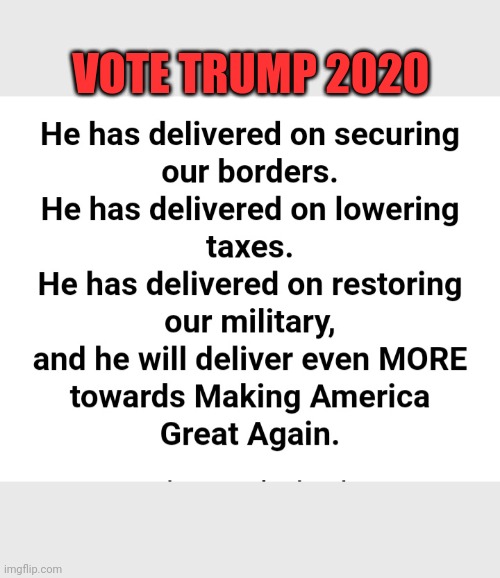 VOTE TRUMP 2020 | made w/ Imgflip meme maker